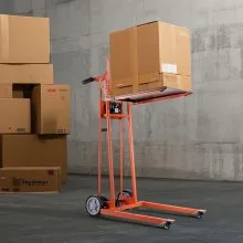 Material Lift Winch Stacker 330 lbs Capacity Pallet Truck Dolly 42.9 in Max Lift