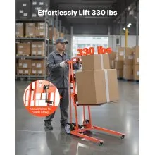 VEVOR Material Lift Winch Stacker, 330 lbs Capacity Pallet Truck Dolly, 42.9 in Max Lifting Height Manual Winch Stacker, Multifunctional Manual Pallet Truck Stacker with Swivel Casters and Lift Plate