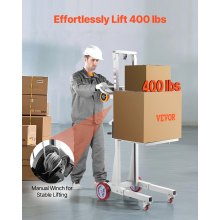 Material Lift Winch Stacker 400 lbs Capacity Pallet Truck Dolly 51.1 in Max Lift