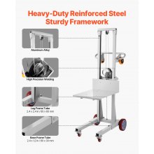 Material Lift Winch Stacker 400 lbs Capacity Pallet Truck Dolly 51.1 in Max Lift