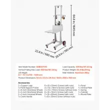 Apilador con cabrestante VEVOR, transpaleta con capacidad de 400 lb, altura máxima de elevación de 51.1 in, apilador manual con cabrestante, transpaleta manual multifuncional con ruedas y placa ajustable