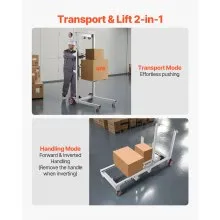 Material Lift Winch Stacker 551 lbs Capacity Pallet Truck Dolly 70 in Max Lift