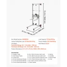 Material Lift Winch Stacker 551 lbs Capacity Pallet Truck Dolly 70 in Max Lift
