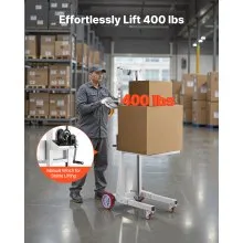 Apilador con cabrestante VEVOR, transpaleta con capacidad de 400 lb, altura máxima de elevación de 51.1 in, apilador manual con cabrestante, transpaleta manual multifuncional con ruedas y placa ajustable