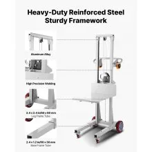 Apilador con cabrestante VEVOR, transpaleta con capacidad de 400 lb, altura máxima de elevación de 51.1 in, apilador manual con cabrestante, transpaleta manual multifuncional con ruedas y placa ajustable