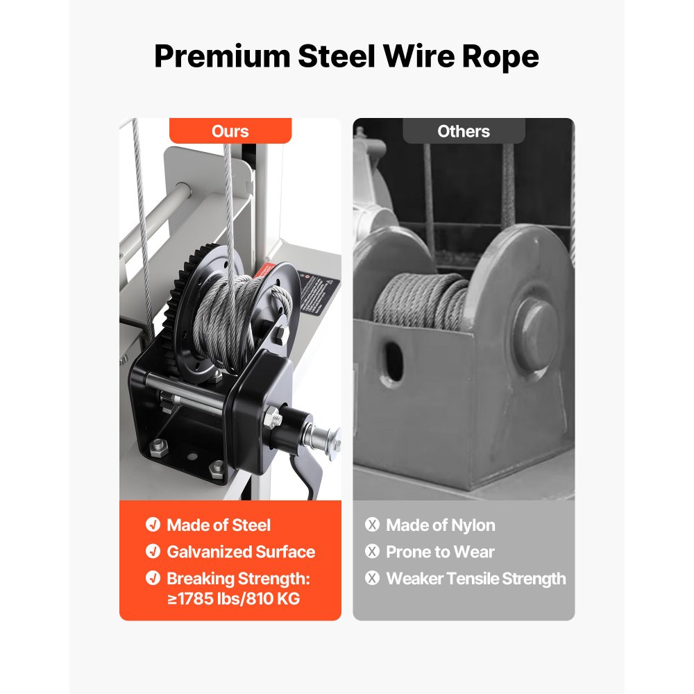 VEVOR Material Lift Winch Stacker, 551 lbs Capacity Pallet Truck Dolly, 70 in Max Lifting Height Manual Winch Stacker, Multifunctional Manual Pallet Truck Stacker with Wheels and Adjustable Fork