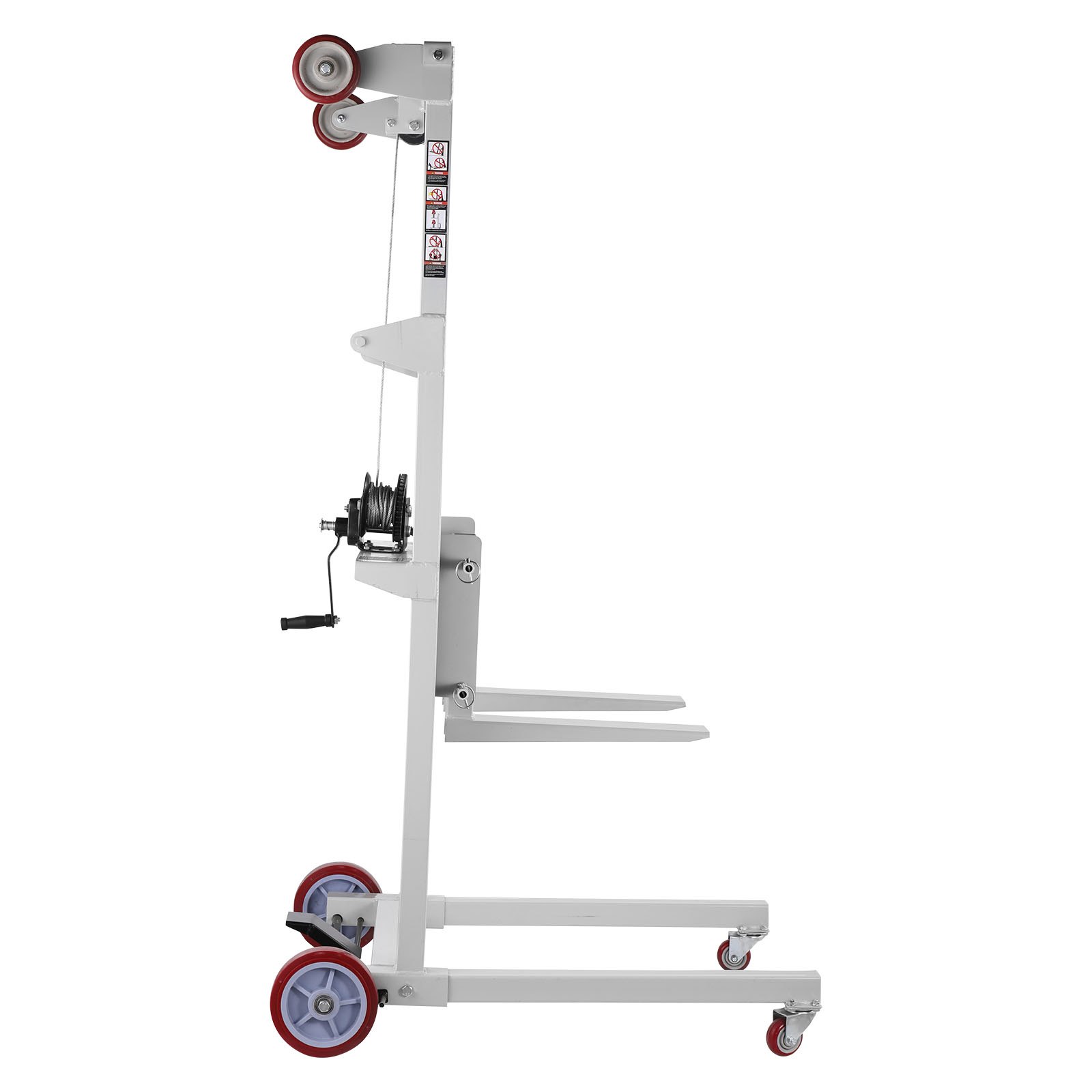 VEVOR Material Lift Winch Stacker, 551 lbs Capacity Pallet Truck Dolly, 70 in Max Lifting Height Manual Winch Stacker, Multifunctional Manual Pallet Truck Stacker with Wheels and Adjustable Fork