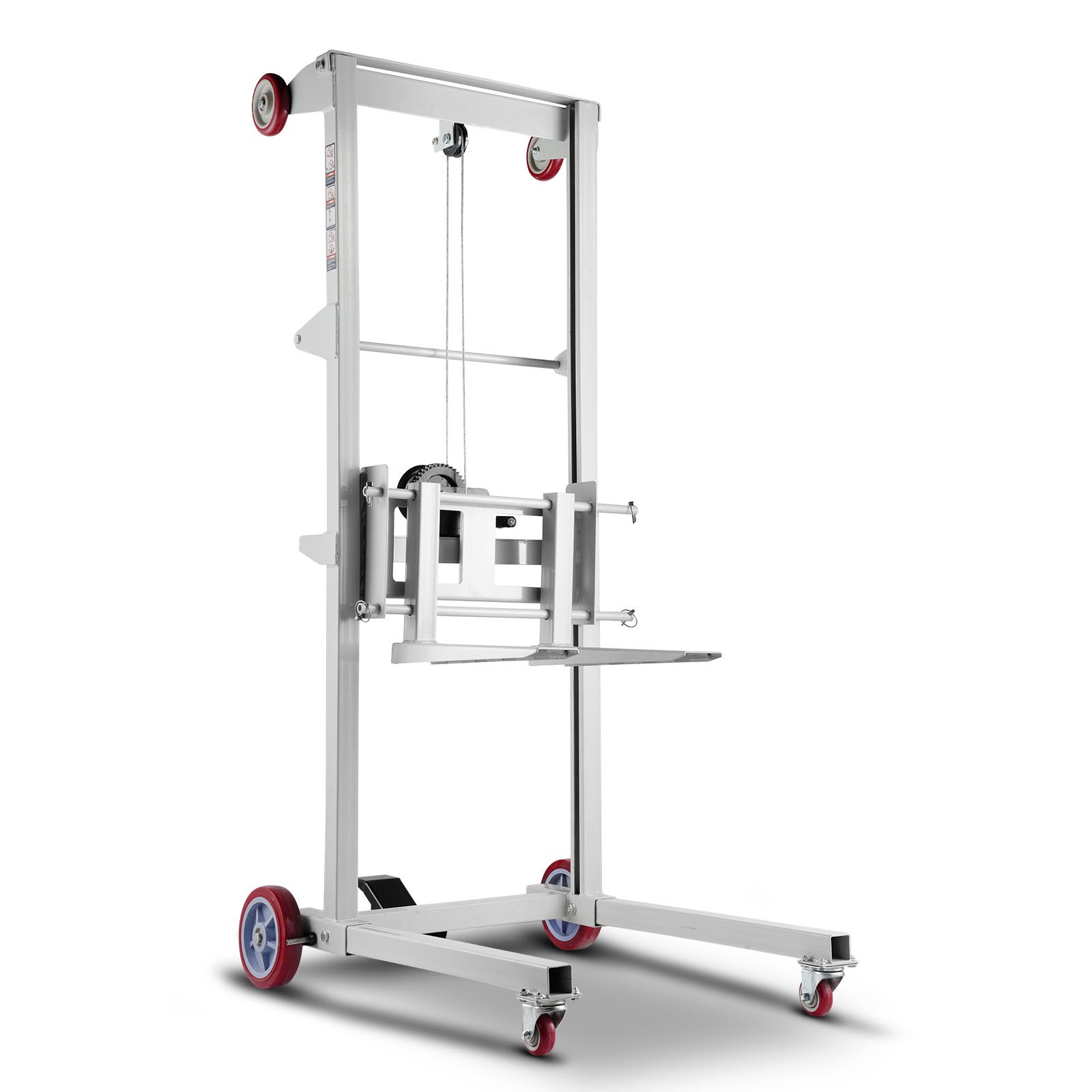 VEVOR Material Lift Winch Stacker, 551 lbs Capacity Pallet Truck Dolly, 70 in Max Lifting Height Manual Winch Stacker, Multifunctional Manual Pallet Truck Stacker with Wheels and Adjustable Fork