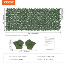 VEVOR Ivy Privacy Fence, 39 x 98 in Artificial Green Wall Screen, Greenery Ivy Fence with Strengthened Joint, Faux Hedges Vine Leaf Decoration for Outdoor Garden, Yard, Balcony, Patio Decor