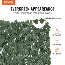VEVOR Ivy Privacy Fence, 59"x98" Artificial Green Wall Screen, Greenery Ivy Fence with Strengthened Joint, Faux Hedges Vine Leaf Decoration for Outdoor Garden, Yard, Patio Decor, 1500 x 2490 mm