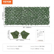 VEVOR Ivy Privacy Fence, 39 x 98 in Artificial Green Wall Screen, Greenery Ivy Fence with Strengthened Joint, Faux Hedges Vine Leaf Decoration for Outdoor Garden, Yard, Balcony, Patio Decor