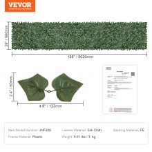VEVOR Ivy Privacy Fence, 1 x 5m Artificial Green Wall Screen, Greenery Ivy Fence with Mesh Cloth Backing and Strengthened Joint, Faux Hedges Vine Leaf Decoration for Outdoor Garden, Yard, Balcony