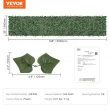 VEVOR Ivy Privacy Fence, 1 x 5m Artificial Green Wall Screen, Greenery Ivy Fence with Mesh Cloth Backing and Strengthened Joint, Faux Hedges Vine Leaf Decoration for Outdoor Garden, Yard, Balcony