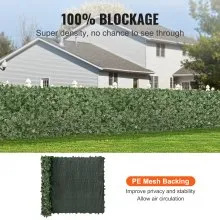 VEVOR Ivy Privacy Fence, 1.5 x 3m Artificial Green Wall Screen, Greenery Ivy Fence with Mesh Cloth Backing and Strengthened Joint, Faux Hedges Vine Leaf Decoration for Outdoor Garden, Yard, Balcony