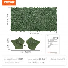 VEVOR Ivy Privacy Fence, 59 x 118in Artificial Green Wall Screen, Greenery Ivy Fence with Mesh Cloth Backing and Strengthened Joint, Faux Hedges Vine Leaf Decoration for Outdoor Garden, Yard, Balcony