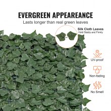 VEVOR 59"x158" Artificial Faux Ivy Leaf Fence Screen with Mesh Cloth Backing, Greenery Ivy Fence w/ Mesh Cloth Backing and Strengthened Joint, Faux Hedges Vine Leaf Decoration for Outdoor Garden, Yard, Balcony
