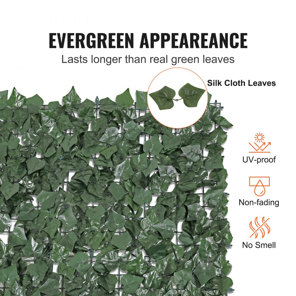 VEVOR Ivy Privacy Fence, 2440 x 1830 mm Artificial Green Wall Screen, Greenery Ivy Fence with Strengthened Joint, Faux Hedges Vine Leaf Decoration for Outdoor Garden, Yard, Balcony, Patio Decor