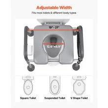 VEVOR Bedside Commode Chair 4-in-1 Raised Toilet Seat Adjustable Height 500 lbs