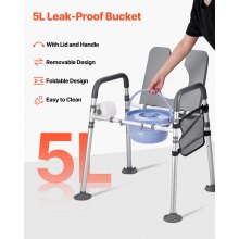 Bedside Commode Chair 4-in-1 Raised Toilet Seat Adjustable Height 500 lbs