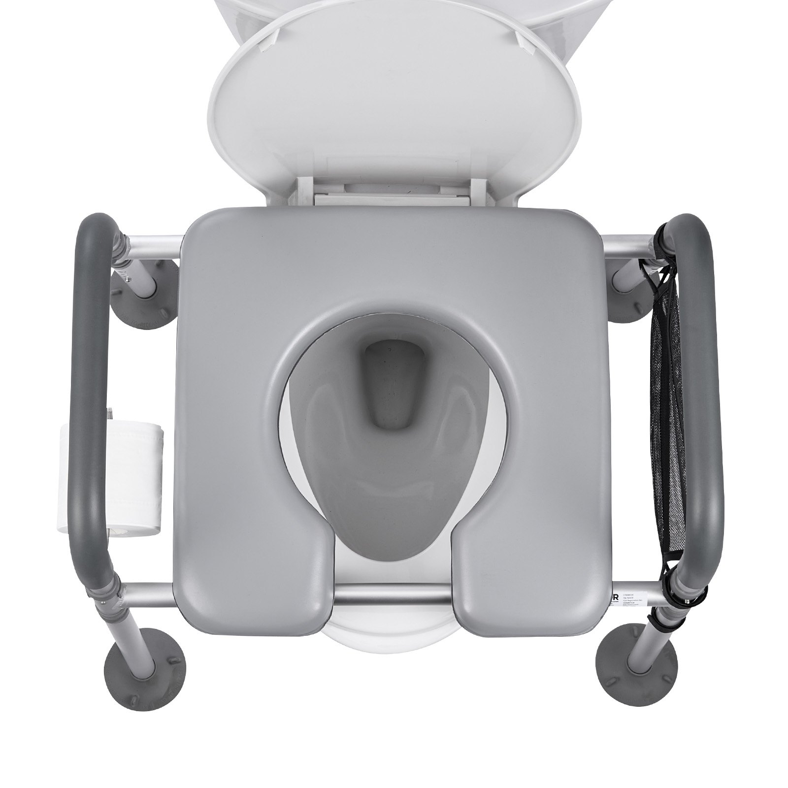 VEVOR Bedside Commode Chair, 500 lbs Capacity, 4-in-1 Portable Toilet and Raised Toilet Seat with Padded Seat & Armrest, Detachable 5L Bucket, Adjustable Height & Width Adult Potty Chair for Seniors