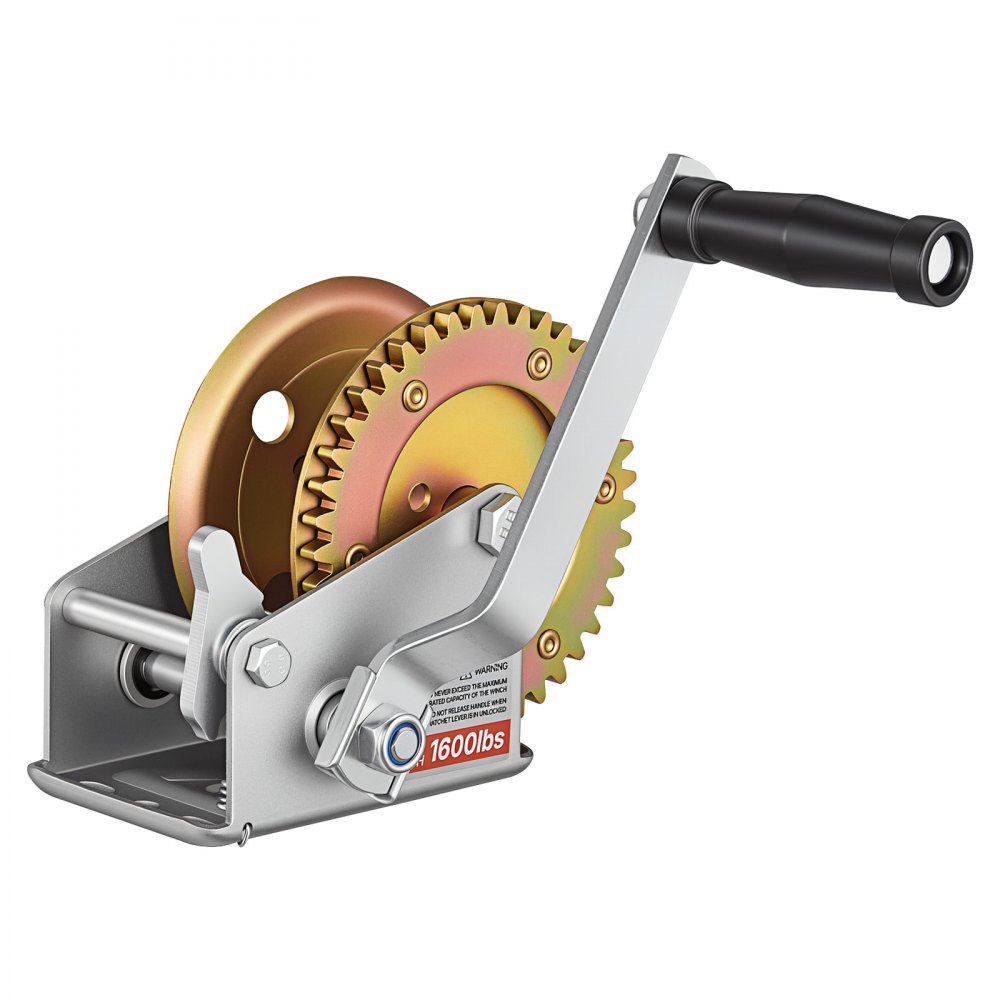 VEVOR Boat Winch, 726 kg Hand Winch, Heavy Duty Manual Rope Crank, Portable Two-Way Ratchet, 4: 1 Gear Ratio, Easy Installation Gear for Boat Trailer ATV Towing