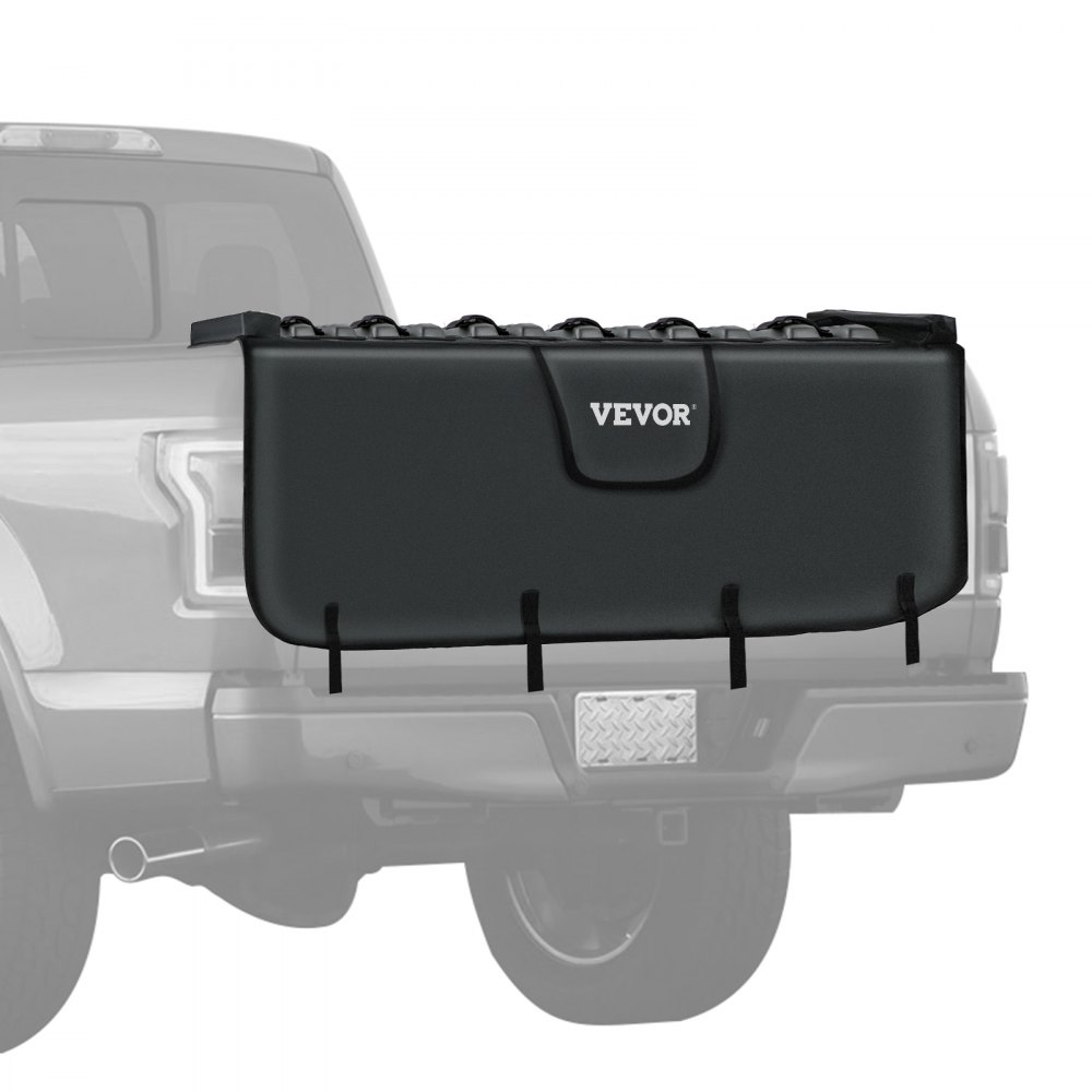 Almohadilla para portón trasero VEVOR, almohadilla para bicicleta de 63 pulgadas de ancho, almohadilla para bicicleta de camión para transportar hasta 6 bicicletas, almohadilla para bicicleta con capa exterior de PVC, bolsillo para herramientas y correas para camioneta mediana y grande, mejorada