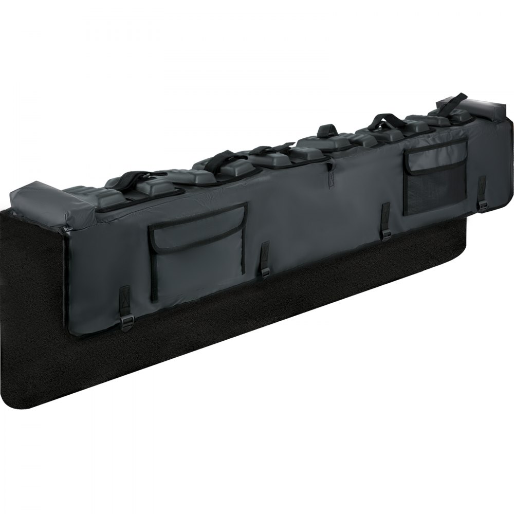 Almohadilla para portón trasero VEVOR, almohadilla para bicicleta de 63 pulgadas de ancho, almohadilla para bicicleta de camión para transportar hasta 6 bicicletas, almohadilla para bicicleta con capa exterior de PVC, bolsillo para herramientas y correas para camioneta mediana y grande, mejorada
