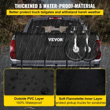 VEVOR Tailgate Pad, 63\" Wide Tailgate Bike Pad, Truck Bike Pad for Carrying up to 6 Bikes, Truck Bed Bike Pad with PVC Outer Layer, Tool Pocket and Straps for Middle & Large Pickup Truck, Upgraded