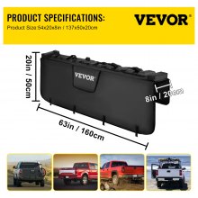 VEVOR Tailgate Pad, 63\" Wide Tailgate Bike Pad, Truck Bike Pad for Carrying up to 6 Bikes, Truck Bed Bike Pad with PVC Outer Layer, Tool Pocket and Straps for Middle & Large Pickup Truck, Upgraded