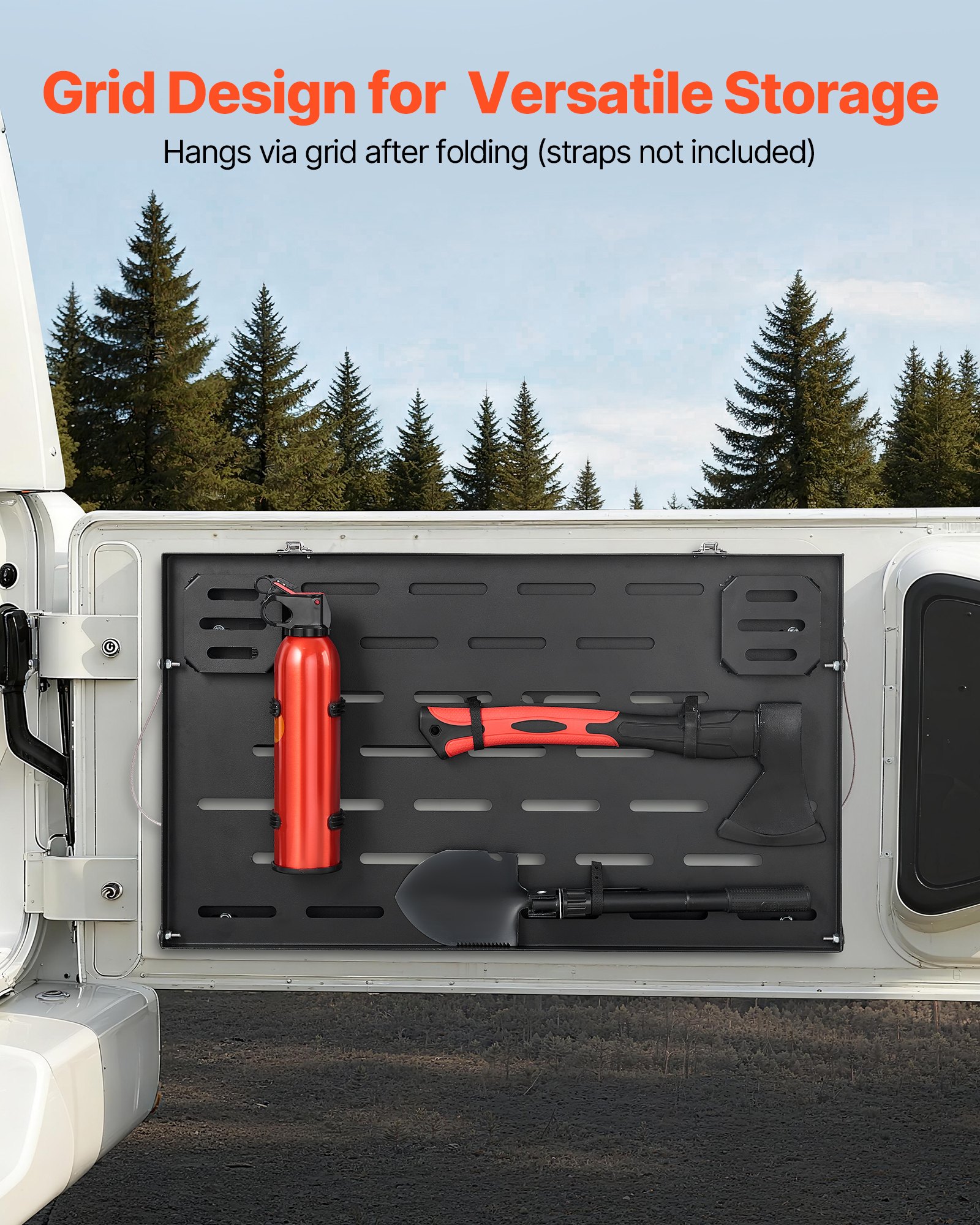 VEVOR Tailgate Table for 2021-2026 Ford Bronco 4 Door Hardtops (Exclude Bronco Sport), Foldable Molle Panel Drop Down Table, Rear Door Cargo Storage Rack Shelf Luggage Holder Carrier