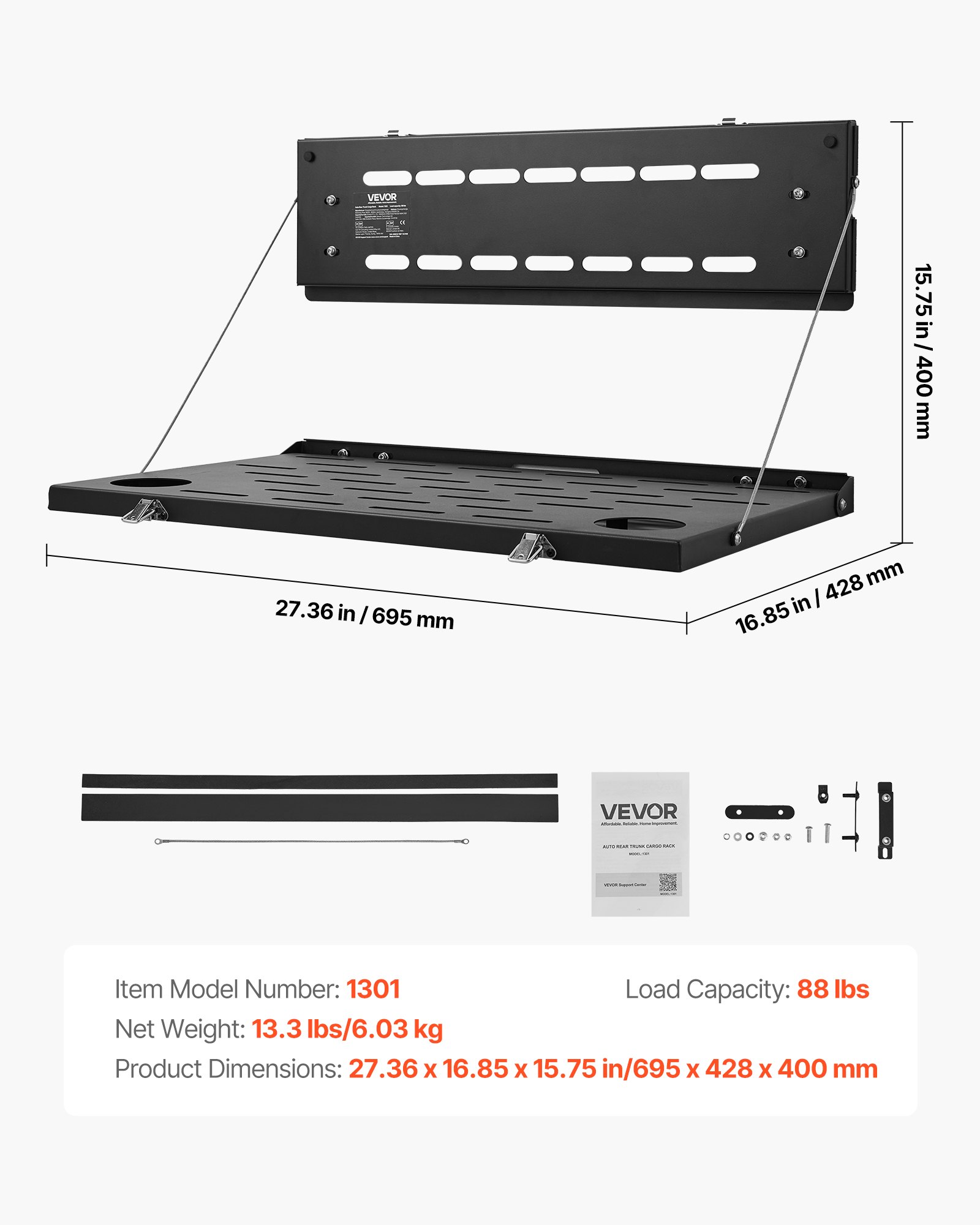 VEVOR Tailgate Table for 2021-2026 Ford Bronco 4 Door Hardtops (Exclude Bronco Sport), Foldable Molle Panel Drop Down Table, Rear Door Cargo Storage Rack Shelf Luggage Holder Carrier