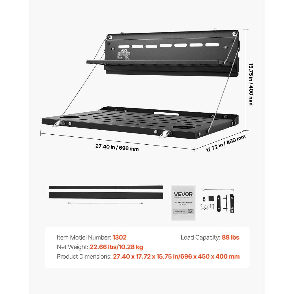 VEVOR Tailgate Table for 2021-2026 Ford Bronco 4 Door Hardtops (Exclude Bronco Sport), Foldable Molle Panel Drop Down Table, Rear Door Cargo Storage Rack Shelf Luggage Holder Carrier