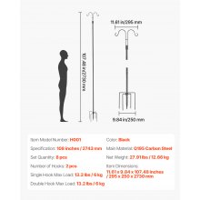 Double Shepherds Hook 8 Pack 108 Inch Heavy Duty Bird Feeder Pole