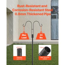 Double Shepherds Hook 8 Pack 60 Inch Heavy Duty Bird Feeder Pole