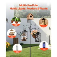 92 Inch Bird Feeding Station 4 Hook Wild Bird Feeder Stand Pole
