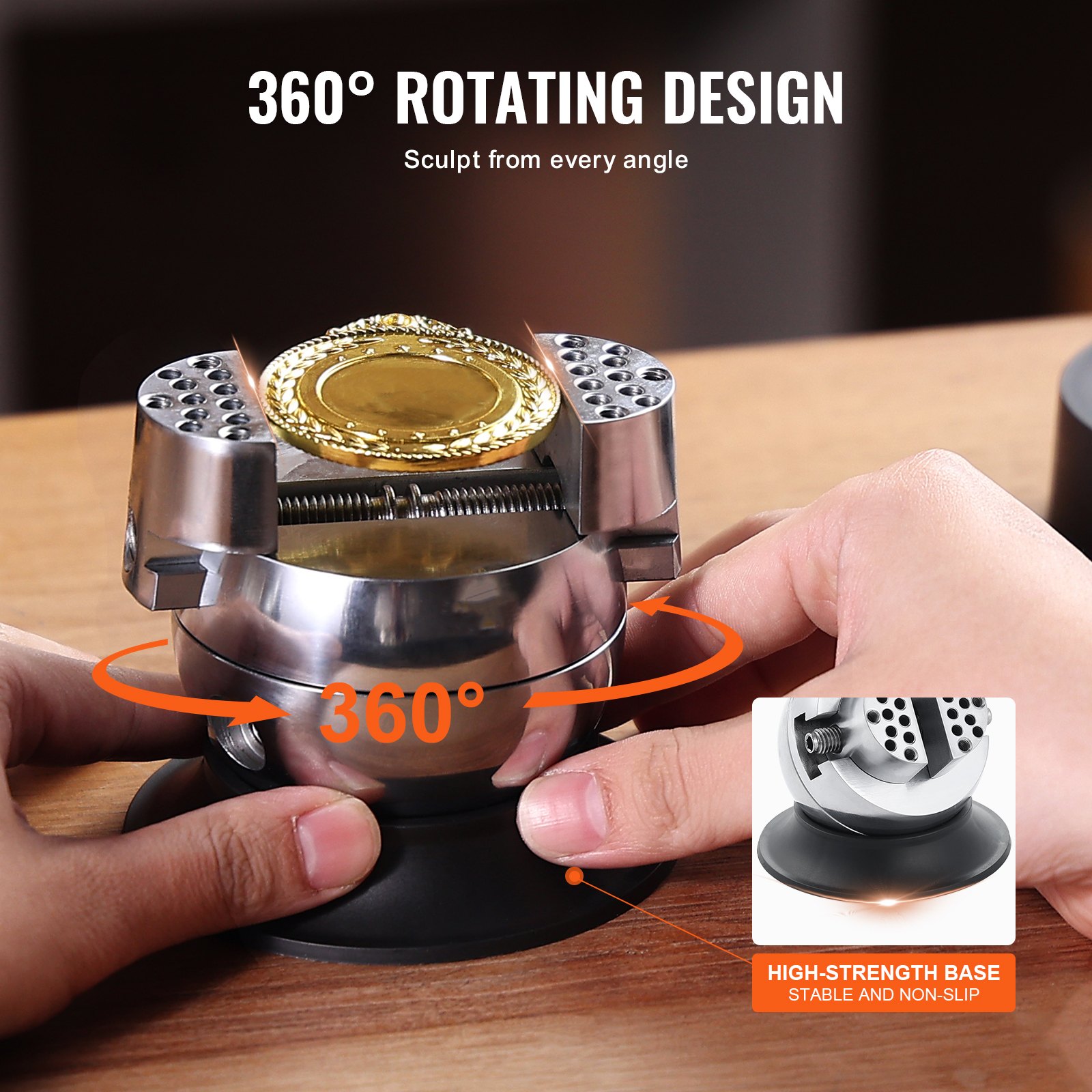 VEVOR Ball Vise, 78 mm Engraving Setting Tool, 360° Rotation Engraving Block Vise, 30 PCS Attachment Jewelry Engraving Block Tools Standard Block for Gemstone Inlay and Small-Scale Engraving