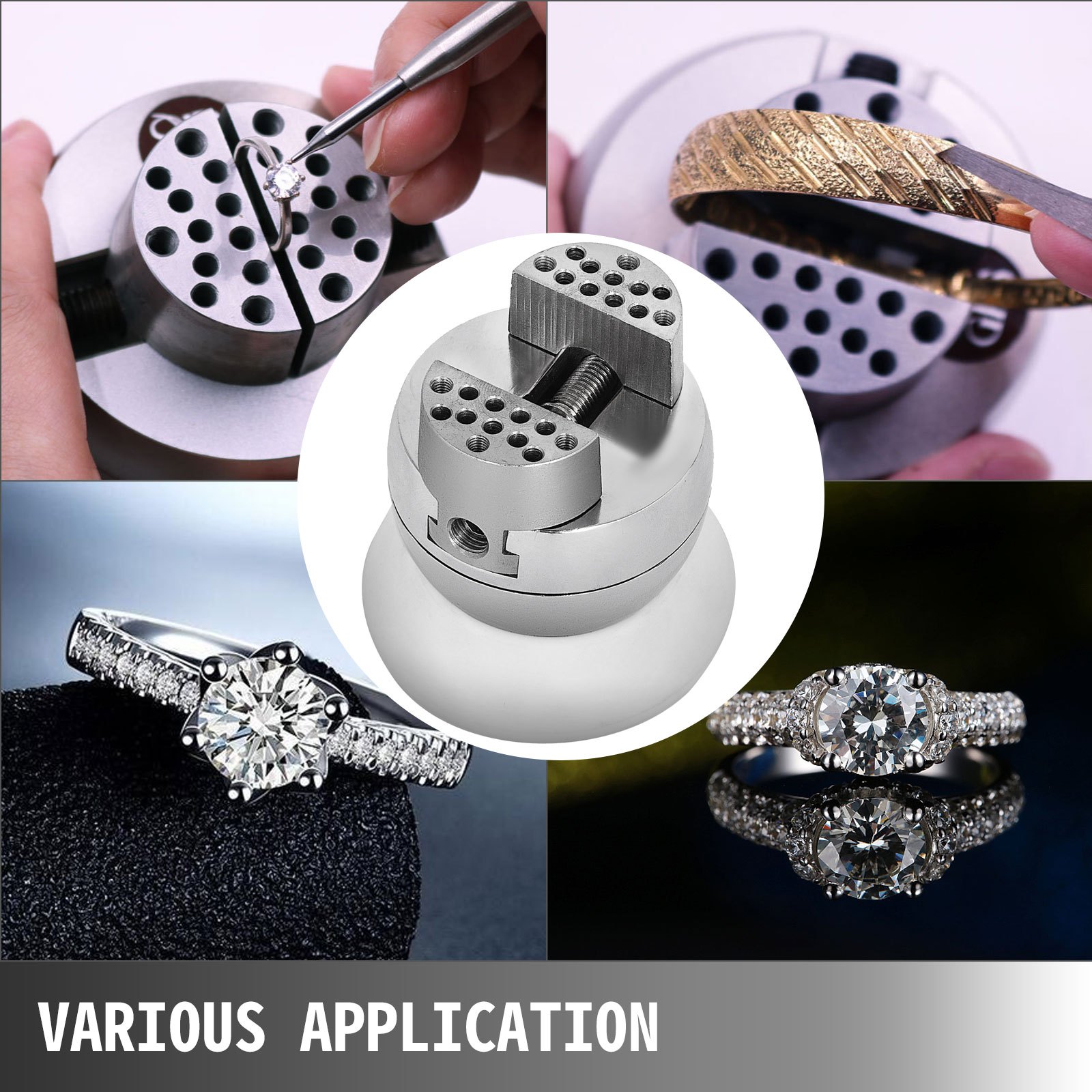 VEVOR Ball Vise, 3" Engraving Setting Tool, 360° Rotation Engraving Block Vise, 30 PCS Attachment Jewelry Engraving Block Tools Standard Block for Gemstone Inlay and Small-Scale Engraving