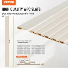 VEVOR Wood Slat Acoustic Panels 8 PCS 96 x 6 inch for Modern Wall Matte White
