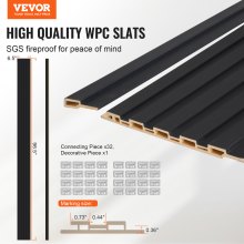 VEVOR Wood Slat Acoustic Panels 8 PCS 96 x 6 inch for Modern Wall Matte Black