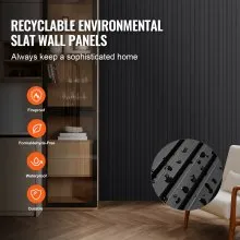 VEVOR Wood Slat Acoustic Panels 8 PCS 96 x 6 inch for Modern Wall Matte Black