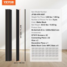 VEVOR Wood Slat Acoustic Panels 8 PCS 96 x 6 inch for Modern Wall Matte Black