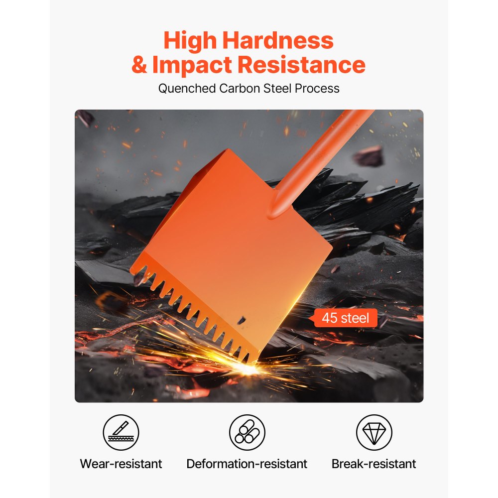 VEVOR Shingle Shovel 1 Pack, D-Grip Handle Shingle Roof Ripper, High Hardness 45# Steel & Lightweight Easy Tearing Off Roofing & Nails Tool, ideal for Commercial and Residential Use,Orange