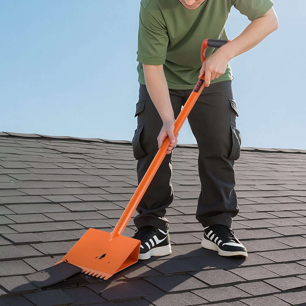 VEVOR Shingle Shovel 4 Pack, D-Grip Handle Shingle Roof Ripper, High Hardness 45# Steel & Lightweight Easy Tearing Off Roofing & Nails Tool, ideal for Commercial and Residential Use,Orange