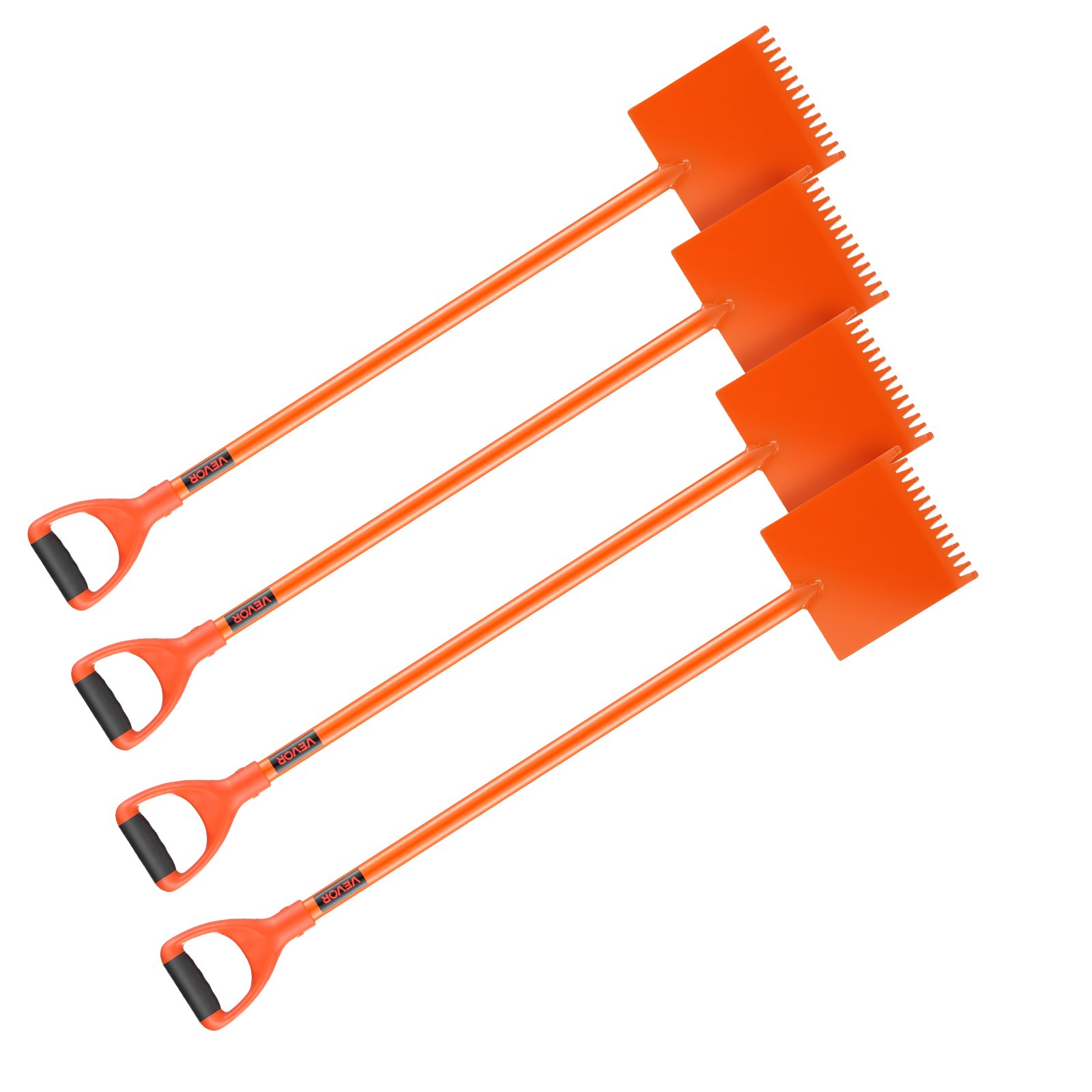 VEVOR Shingle Shovel 4 Pack, D-Grip Handle Shingle Roof Ripper, High Hardness 45# Steel & Lightweight Easy Tearing Off Roofing & Nails Tool, ideal for Commercial and Residential Use,Orange
