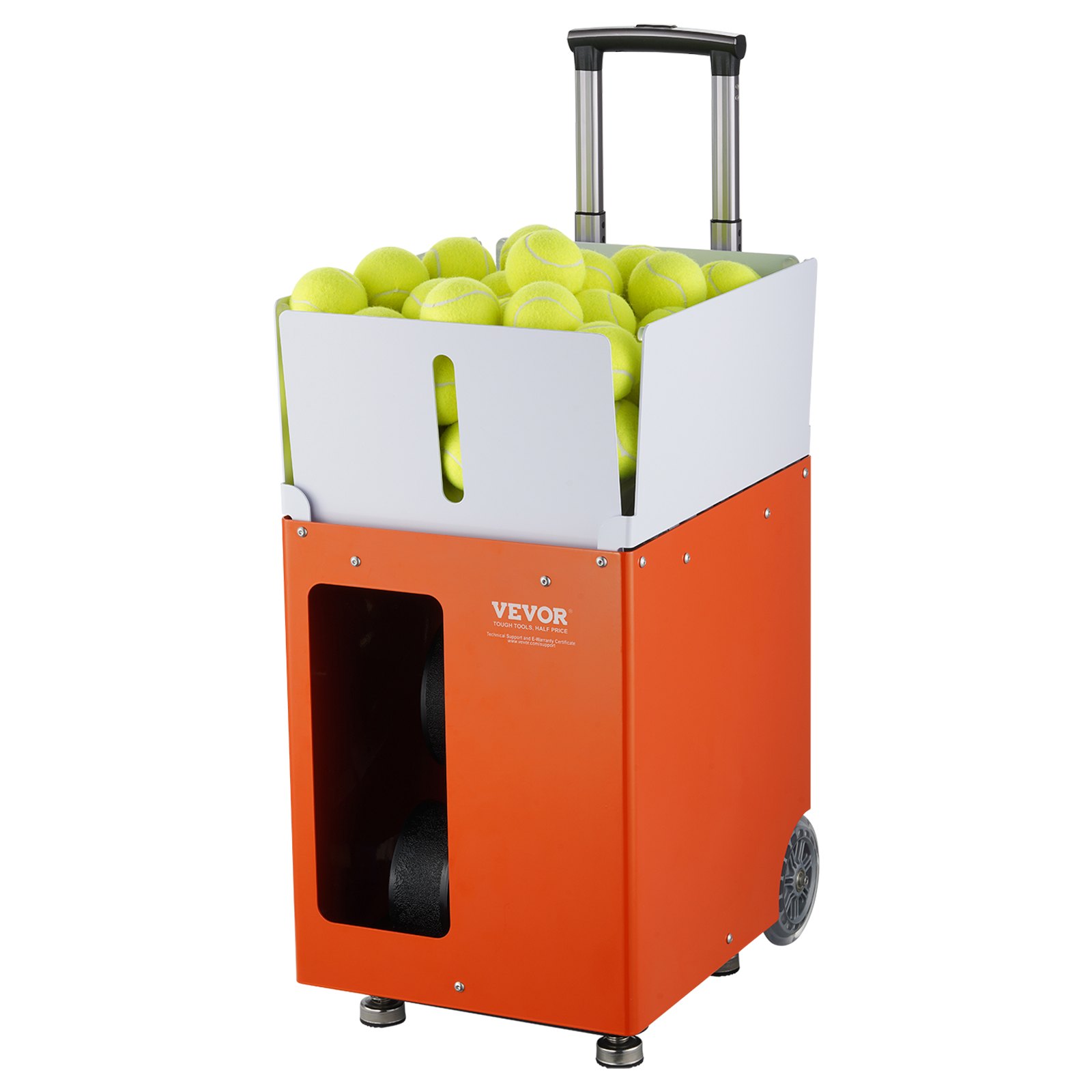 Lanzapelotas de tenis VEVOR, lanzador automático portátil de pelotas de tenis, con capacidad para 100 pelotas, ejercicios multimodo con 5 motores, más de 2 horas de juego, batería recargable, control remoto por aplicación.