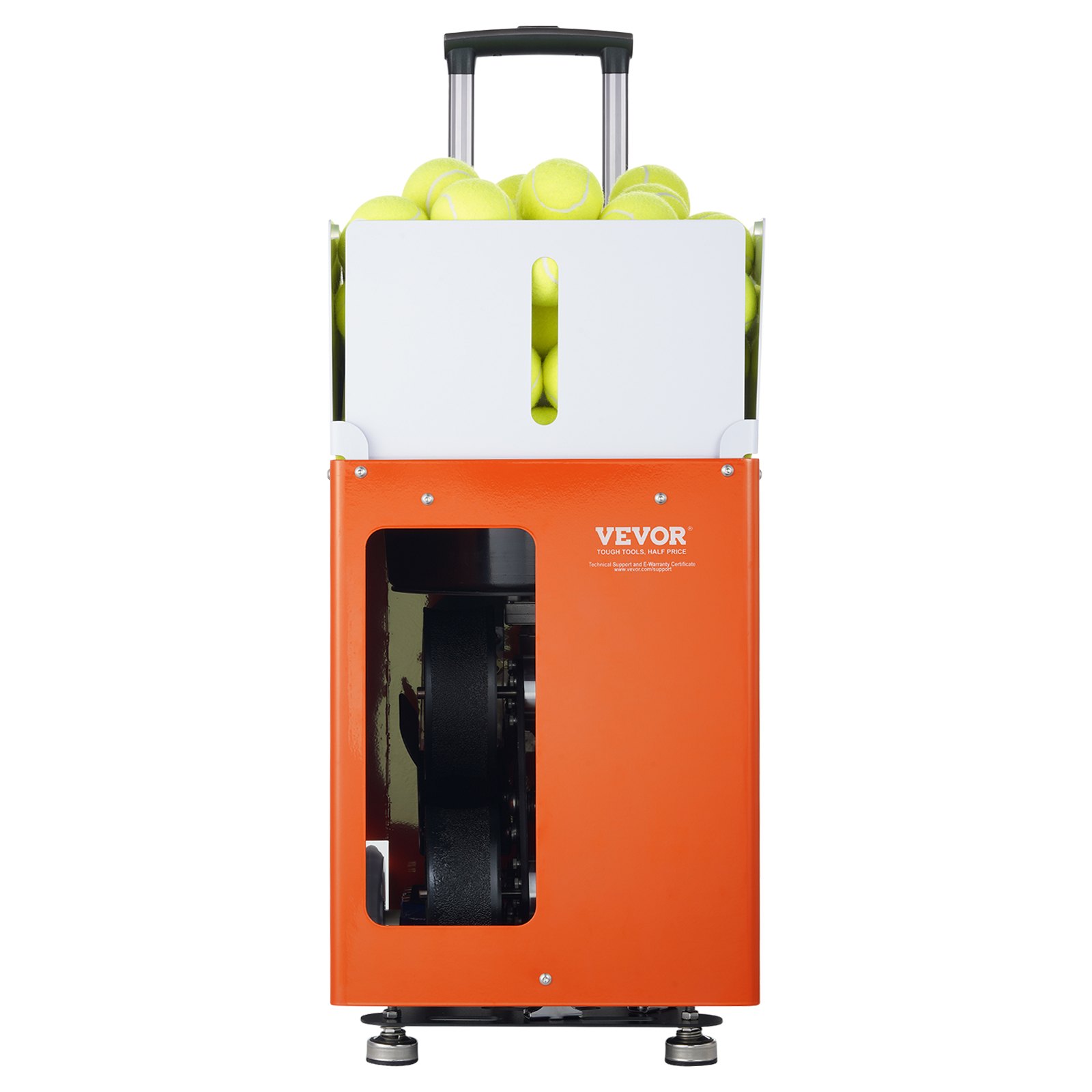 Lanzapelotas de tenis VEVOR, lanzador automático portátil de pelotas de tenis, con capacidad para 100 pelotas, ejercicios multimodo con 5 motores, más de 2 horas de juego, batería recargable, control remoto por aplicación.
