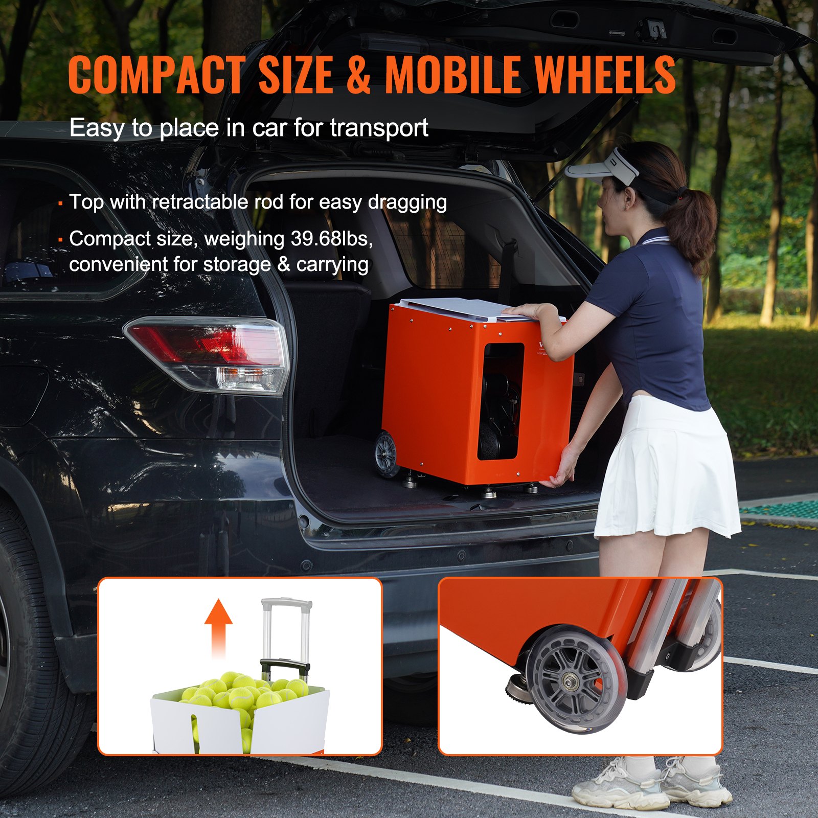 Máquina lanzapelotas de tenis VEVOR, lanzador automático portátil de pelotas de tenis, lanzador de 100 pelotas para entrenamiento de tenis, ejercicios multimodo con 5 motores, más de 2 horas de juego, batería recargable, control remoto por aplicación