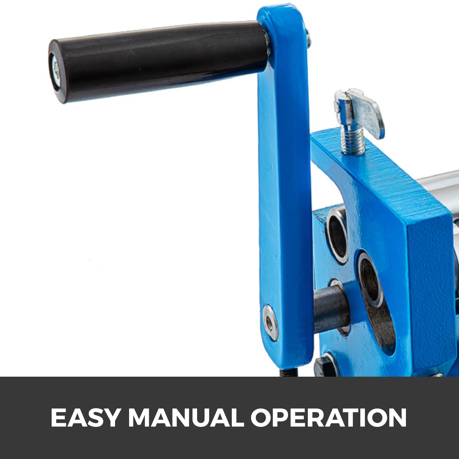 VEVOR slip roll machine with a blue handle for easy manual operation.