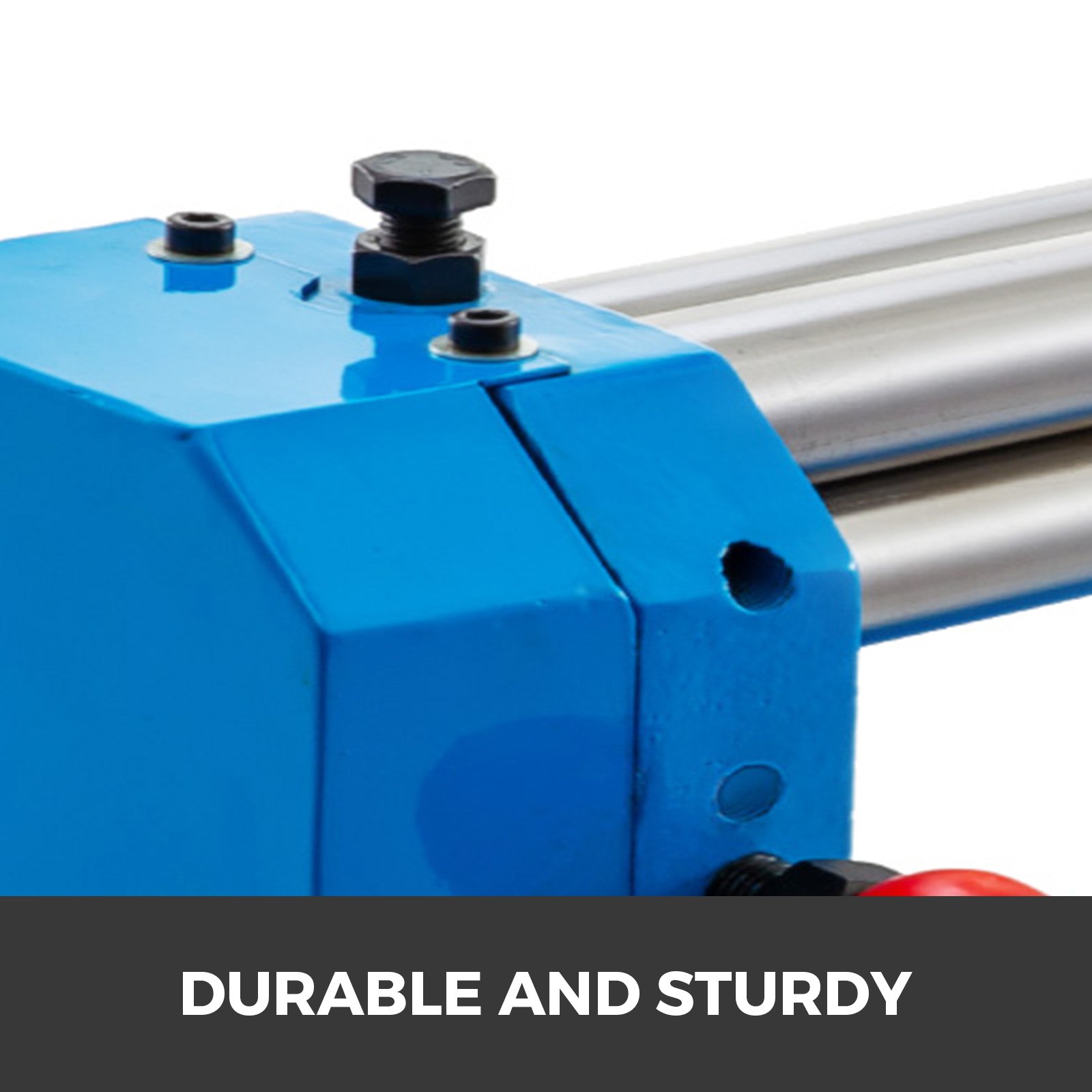 VEVOR slip roll machine with blue housing and sturdy steel rollers.