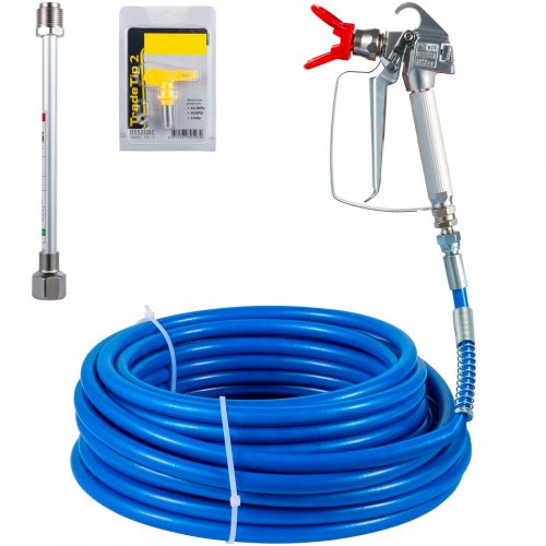 VEVOR Airless Paint Spray Hose Kit, 50ft 3600psi High-Pressure Fiber Tube with 8" Extension Rod Pole, Including 517 Tip and Tip Guard, 1/4" Swivel Joint for Homes Buildings Decks or Fences